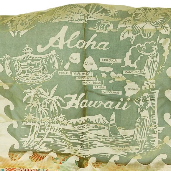 Vintage 1960s Sheer Yellow Tourist Souvenir Hawaiian Tropical Scarf Unworn NWT - Picture 4 of 5